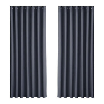 Artiss 2X Blockout Curtains Eyelet 240x230cm Charcoal - RnR Galore