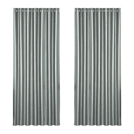 Artiss 2X Blockout Curtains Eyelet 240x230cm Grey Shine - RnR Galore