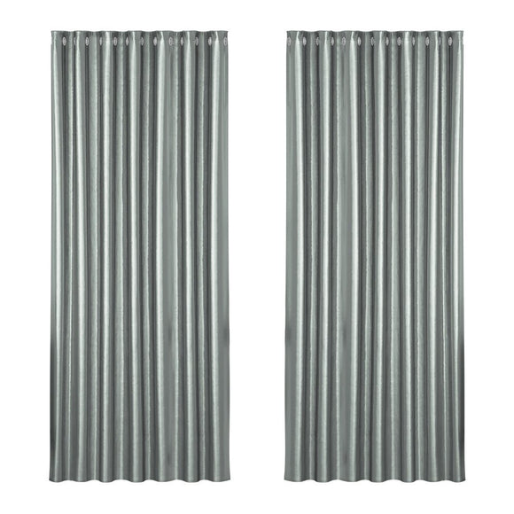 Artiss 2X Blockout Curtains Eyelet 240x230cm Grey Shine - RnR Galore
