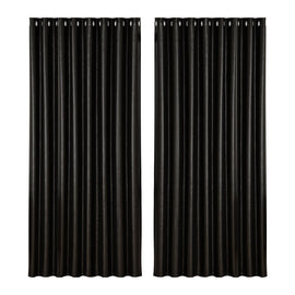 Artiss 2X Blockout Curtains Eyelet 300x230cm Black Shine - RnR Galore