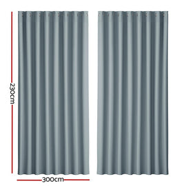 Artiss 2X Blockout Curtains Eyelet 300x230cm Grey - RnR Galore