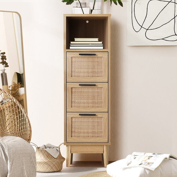 Artiss 3 Chest of Drawers with Shelf - BRIONY Oak - RnR Galore