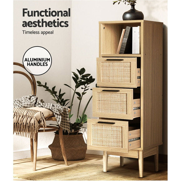 Artiss 3 Chest of Drawers with Shelf - BRIONY Oak - RnR Galore