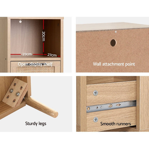 Artiss 3 Chest of Drawers with Shelf - BRIONY Oak - RnR Galore