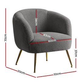 Artiss Armchair Lounge Chair Accent Chairs Arm Armchairs Sherpa Boucle Charcoal - RnR Galore