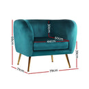 Artiss Armchair Lounge Sofa Arm Chair Accent Chairs Armchairs Couch Velvet Green - RnR Galore