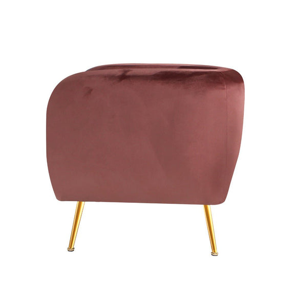Artiss Armchair Lounge Sofa Arm Chair Accent Chairs Armchairs Couch Velvet Pink - RnR Galore