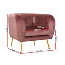 Artiss Armchair Lounge Sofa Arm Chair Accent Chairs Armchairs Couch Velvet Pink - RnR Galore
