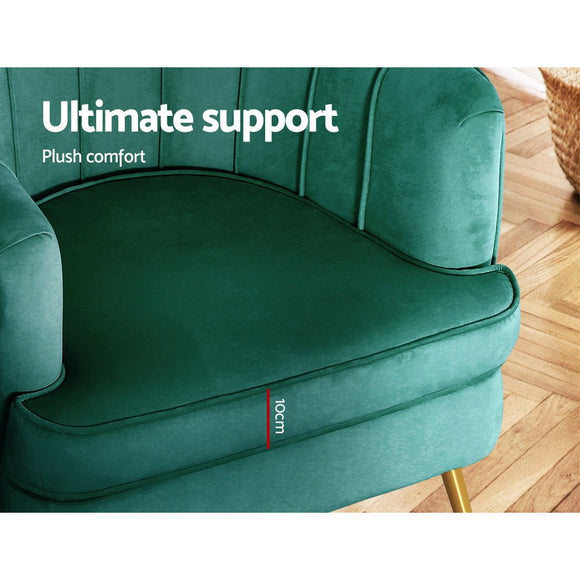 Artiss Armchair Velvet Green Norvia - RnR Galore
