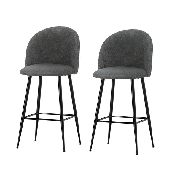 Artiss Bar Stools Kitchen Counter Barstools Sherpa Metal Chairs x2 - RnR Galore