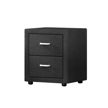 Artiss Bedside Table 2 Drawers Fabric - CADEN Charcoal - RnR Galore