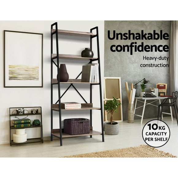 Artiss Bookshelf 5 Tiers - NOR Black and Oak - RnR Galore