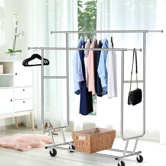 Artiss Clothes Rack Airer Double Rail Coat Stand Adjustable Hanger - RnR Galore