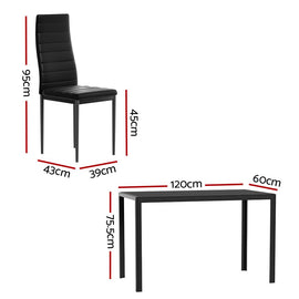 Artiss Dining Chairs and Table Dining Set 6 Chair Set Of 7 Black - RnR Galore