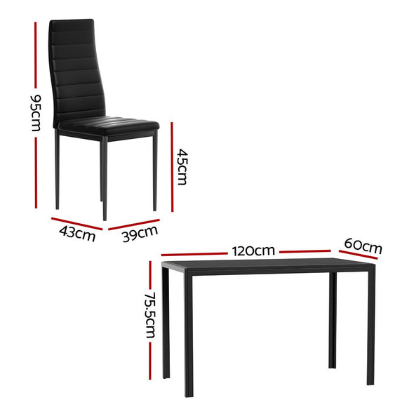 Artiss Dining Chairs and Table Dining Set 6 Chair Set Of 7 Black - RnR Galore