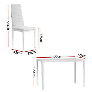 Artiss Dining Chairs and Table Dining Set 6 Chair Set Of 7 White - RnR Galore