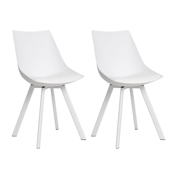 Artiss Dining Chairs Set of 2 PU Leather Plastic Metal White - RnR Galore