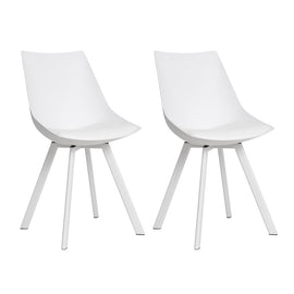 Artiss Dining Chairs Set of 2 PU Leather Plastic Metal White - RnR Galore