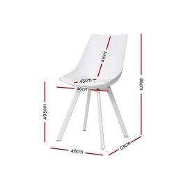 Artiss Dining Chairs Set of 2 PU Leather Plastic Metal White - RnR Galore