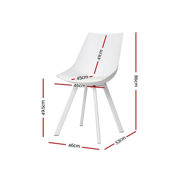 Artiss Dining Chairs Set of 2 PU Leather Plastic Metal White - RnR Galore