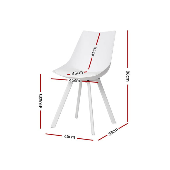 Artiss Dining Chairs Set of 2 PU Leather Plastic Metal White - RnR Galore