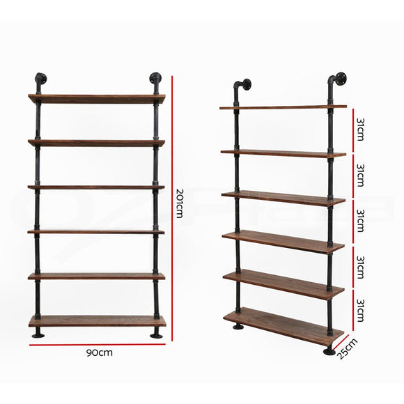 Artiss Floating DIY Pipe Shelf 6 Tiers - IRA - RnR Galore