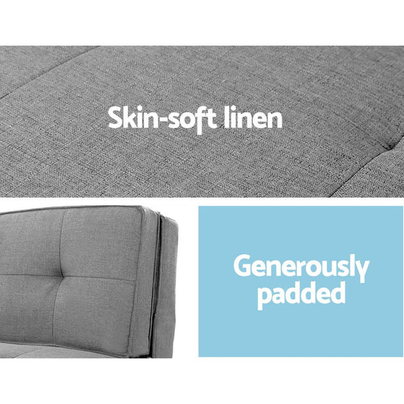 Artiss Floor Lounge Single Sofa Bed Grey Fabric - RnR Galore