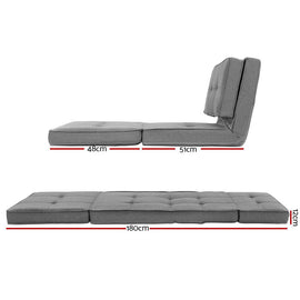 Artiss Floor Lounge Single Sofa Bed Grey Fabric - RnR Galore