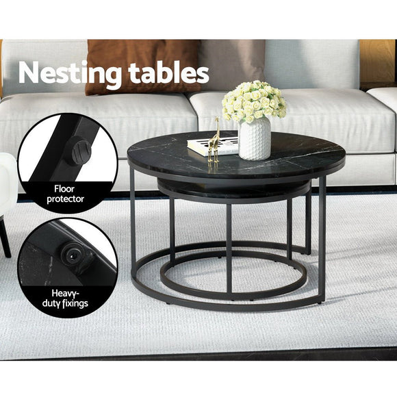 Artiss Nesting Coffee Table Set of 2 Marble Effect Tika - RnR Galore