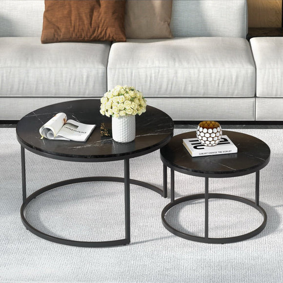 Artiss Nesting Coffee Table Set of 2 Marble Effect Tika - RnR Galore