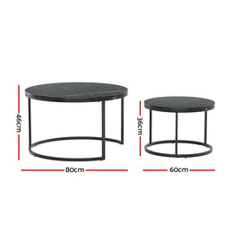 Artiss Nesting Coffee Table Set of 2 Marble Effect Tika - RnR Galore