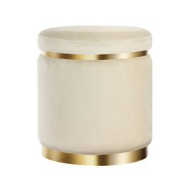 Artiss Ottoman Foot Stool Round Velvet Cream - RnR Galore