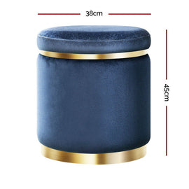 Artiss Ottoman Foot Stool Round Velvet Navy - RnR Galore
