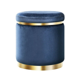 Artiss Ottoman Foot Stool Round Velvet Navy - RnR Galore