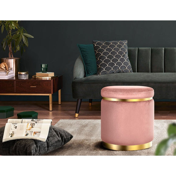 Artiss Ottoman Foot Stool Round Velvet Pink - RnR Galore