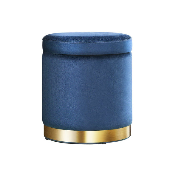 Artiss Ottoman Storage Foot Stool Round Velvet Navy - RnR Galore