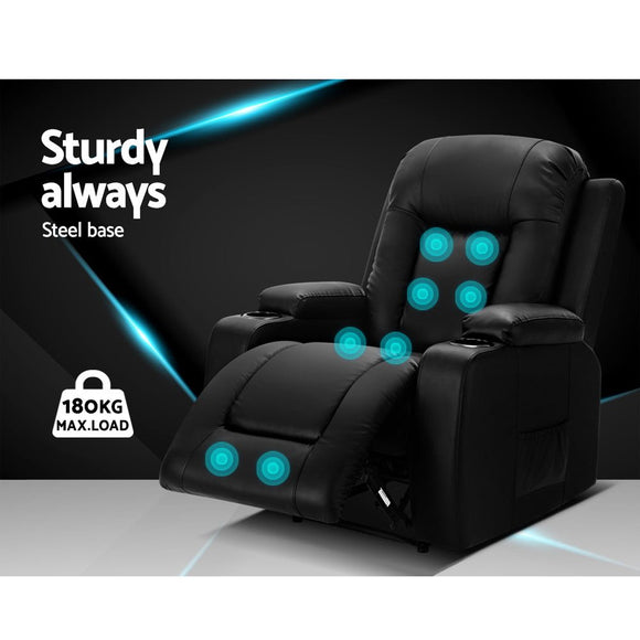 Artiss Recliner Chair Electric Heated Massage Chairs Faux Leather Cabin - RnR Galore