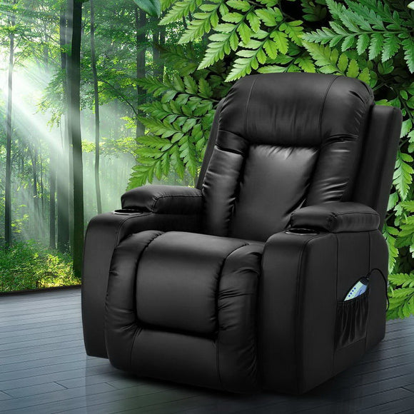 Artiss Recliner Chair Electric Heated Massage Chairs Faux Leather Cabin - RnR Galore