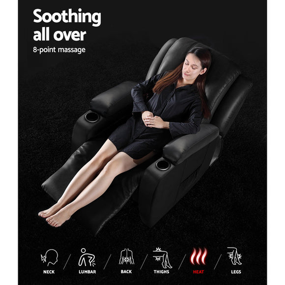 Artiss Recliner Chair Electric Heated Massage Chairs Faux Leather Cabin - RnR Galore