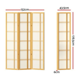 Artiss Room Divider Screen Privacy Wood Dividers Stand 3 Panel Nova Natural - RnR Galore