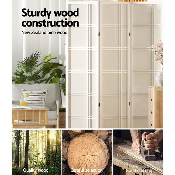 Artiss Room Divider Screen Privacy Wood Dividers Stand 3 Panel Nova White - RnR Galore