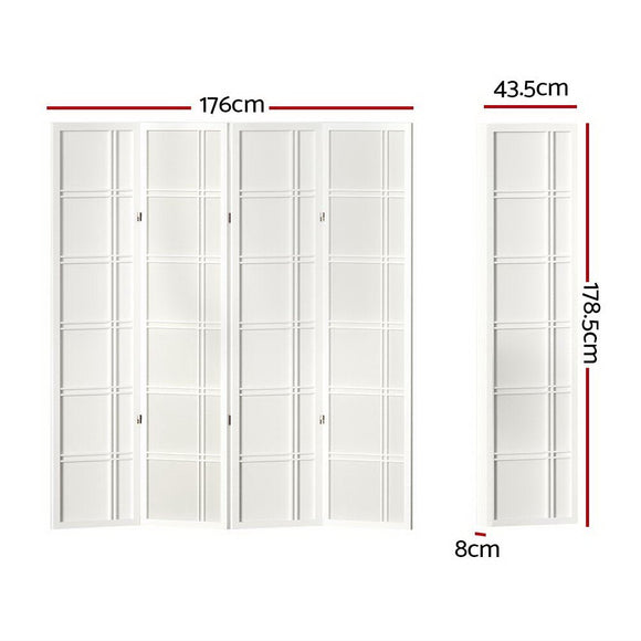 Artiss Room Divider Screen Privacy Wood Dividers Stand 4 Panel Nova White - RnR Galore