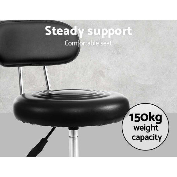 Artiss Salon Stool Swivel Chair Backrest Black - RnR Galore