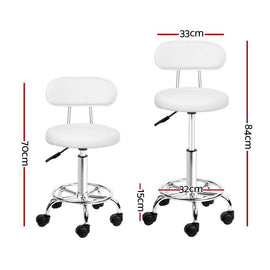 Artiss Salon Stool Swivel Chair Backrest White - RnR Galore