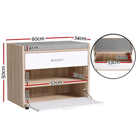 Artiss Shoe Rack Cabinet Bench 8 Pairs White Niva - RnR Galore