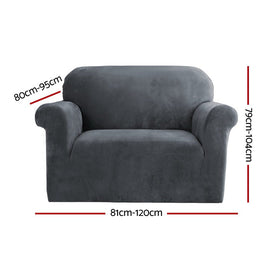 Artiss Sofa Cover Couch Covers 1 Seater Velvet Grey - RnR Galore