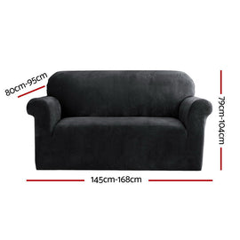 Artiss Sofa Cover Couch Covers 2 Seater Velvet Black - RnR Galore