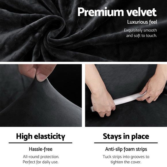 Artiss Sofa Cover Couch Covers 2 Seater Velvet Black - RnR Galore