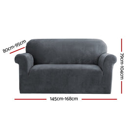 Artiss Sofa Cover Couch Covers 2 Seater Velvet Grey - RnR Galore