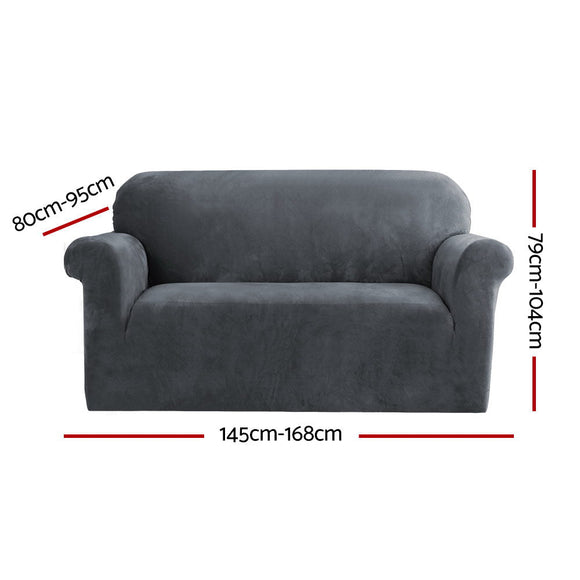 Artiss Sofa Cover Couch Covers 2 Seater Velvet Grey - RnR Galore